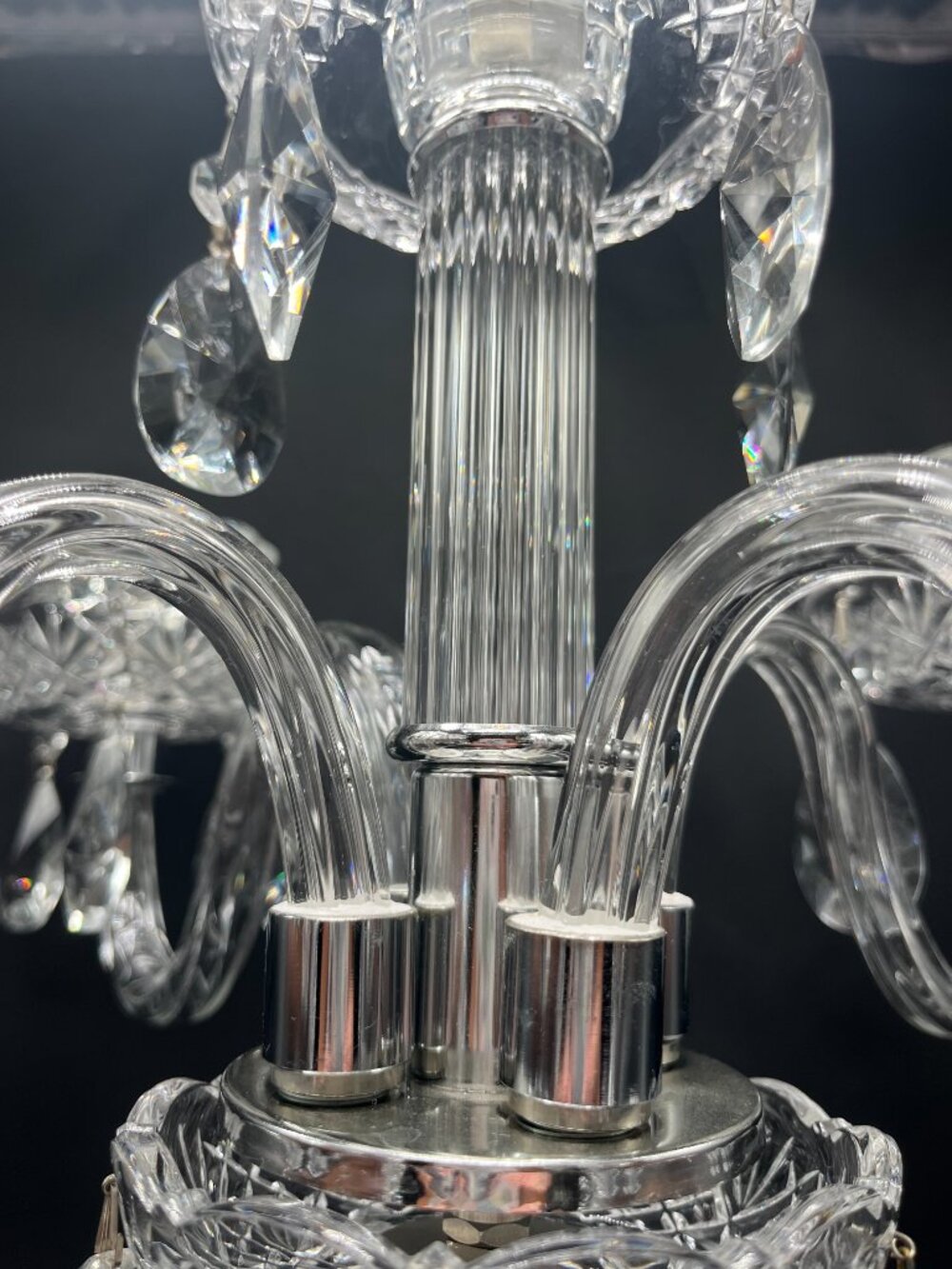 Romanian Ornate Fine Crystal Candelabra - Picture 9 of 11